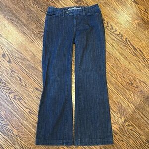 Eddie Bauer Women’s 6 Curvy Trouser Flare Denim Jean Dark Wash Specially Dyed